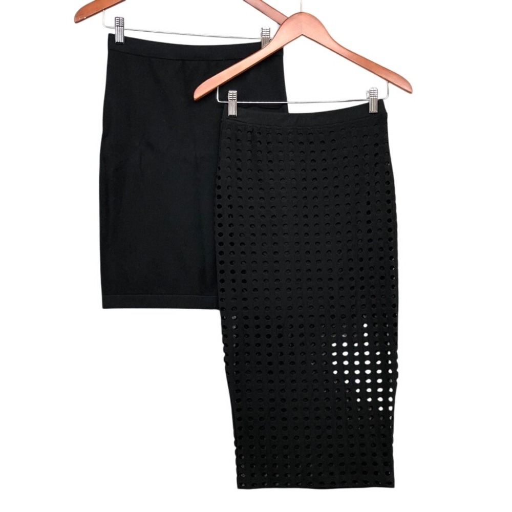T by Alexander Wang Pencil Skirt Bundle Women XS Black Laser Cut Eyelet